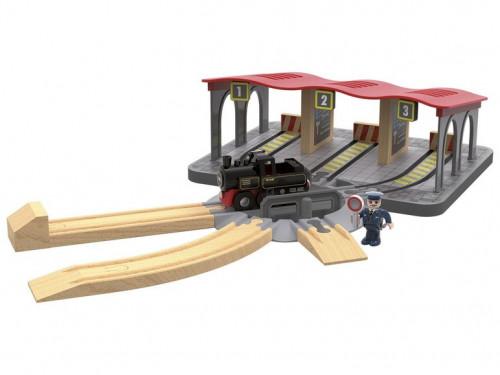 Локомотивное депо с поворотным кругом для деревянной железной дороги  Play Tive 