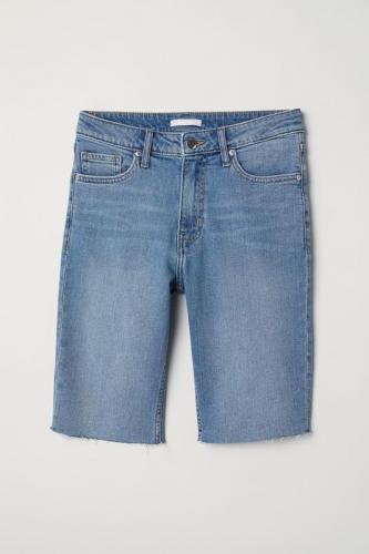 Джинсовые шорты высокая посадка удлиненные С голубой H&M