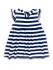 Платье трикотажное с рюшами и вышивкой пайетками 5лет (110) белый синий полоски Happy Calegi 