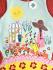 Платье трикотажное принт с глиттером 9-10лет (134/140) рисунок цветочки оранжевый полоски Happy Calegi 