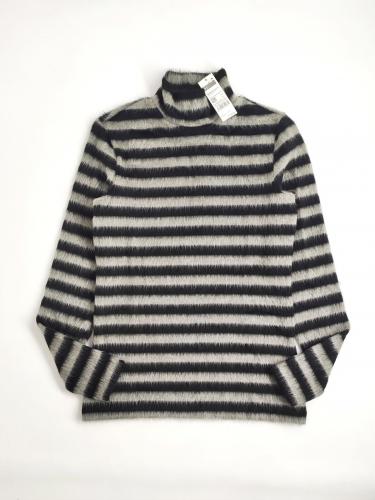 Пушистый свитер-гольф М черный серый полоски United colors of Benetton